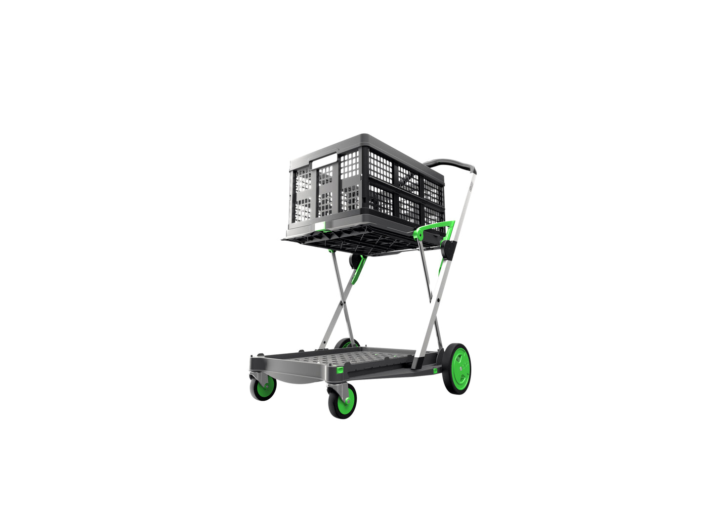 CLAX® Multi Use Collapsible Cart with Folding Crate - Green Edition